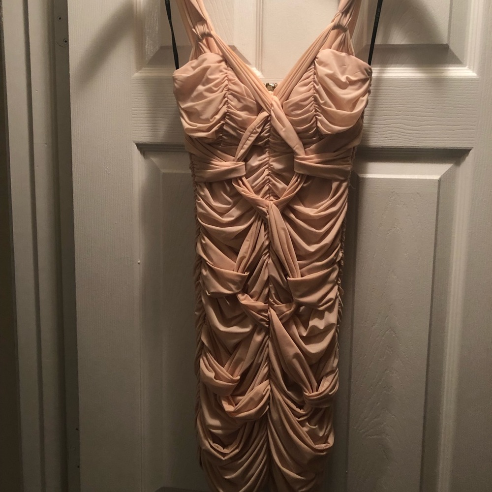 Pink ruched party dress